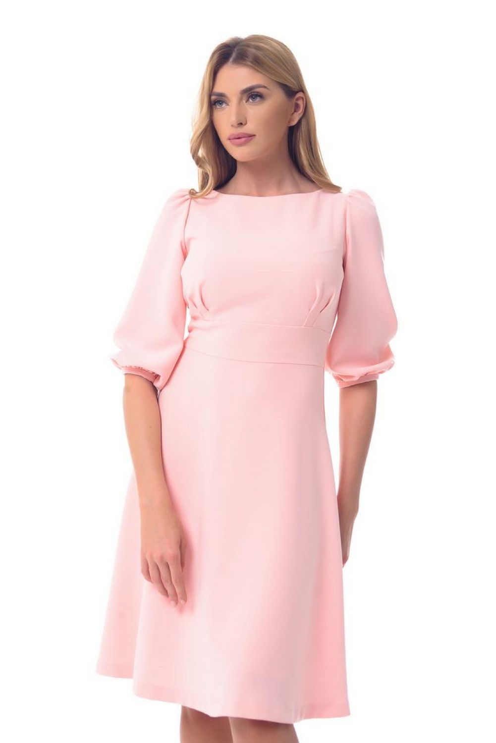 Buy Women Pink Elegant dress, Knee length short sleeve party dress by Arefeva
